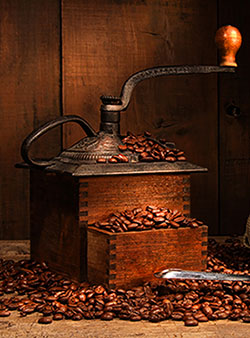 image of Coffee grinder and coffee beans