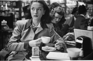 woman drinking coffee in paris vintage image